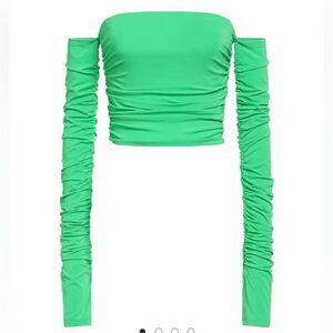 NWT THE ANDAMANE Off-Shoudler Draped Ruched Top Medium Green